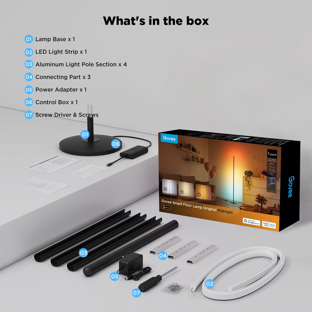 Cozylumi™ Govee Smart RGBICW Floor Lamp