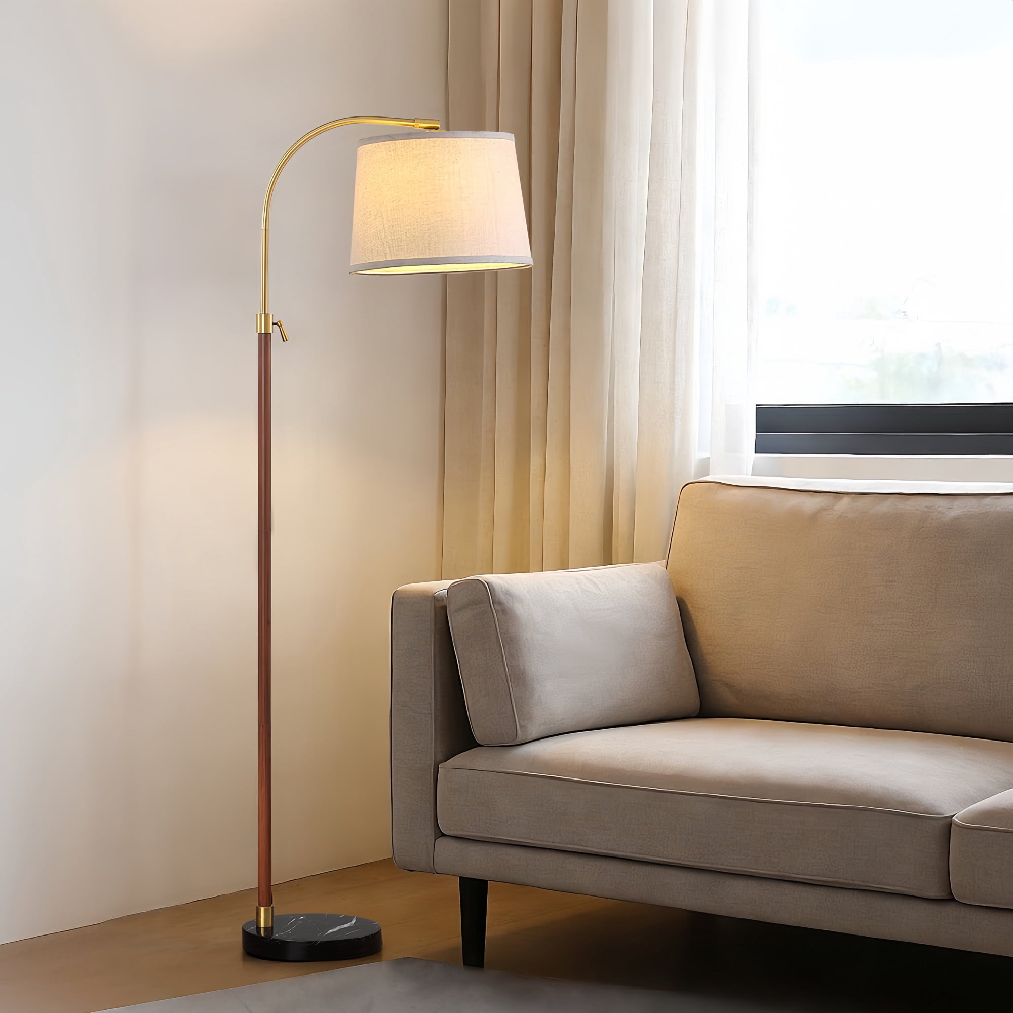 Cozylumi™ RORIA 64 Modern Floor Lamp, Height Adjustable Curved Standing Lamp,for