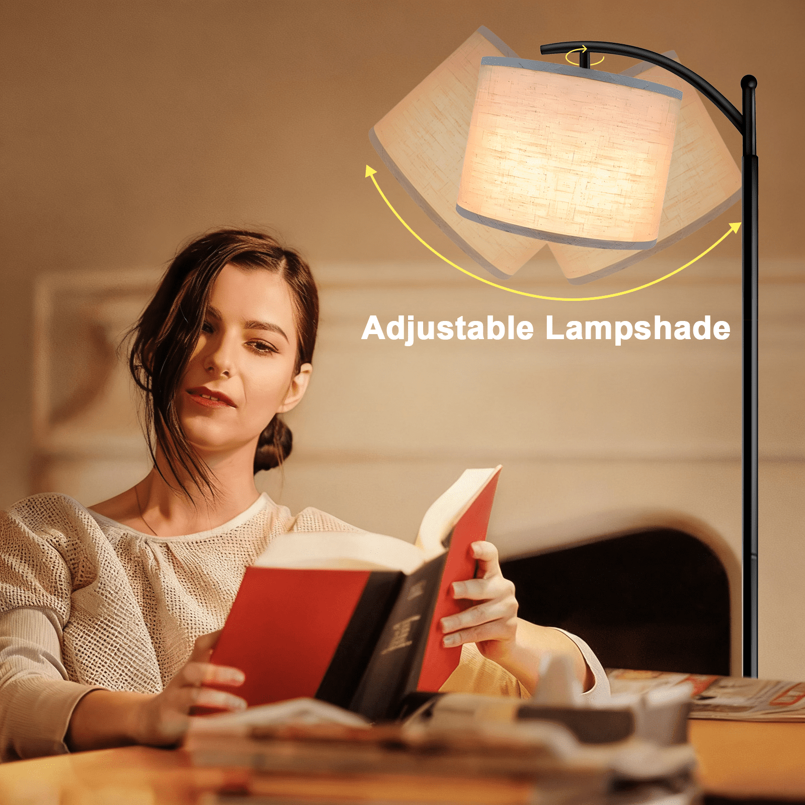 Cozylumi™ FOUKUS Arc Floor Lamp for Living Room: 16 Color LED Modern Tall Black