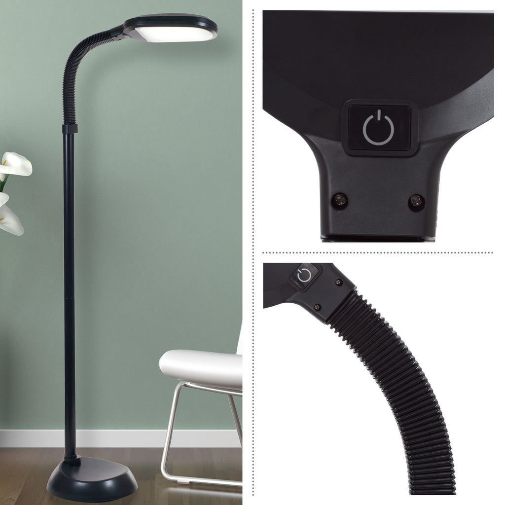 Cozylumi™ Natural Sunlight LED Floor Lamp with Bendable Neck 60 Inch Black