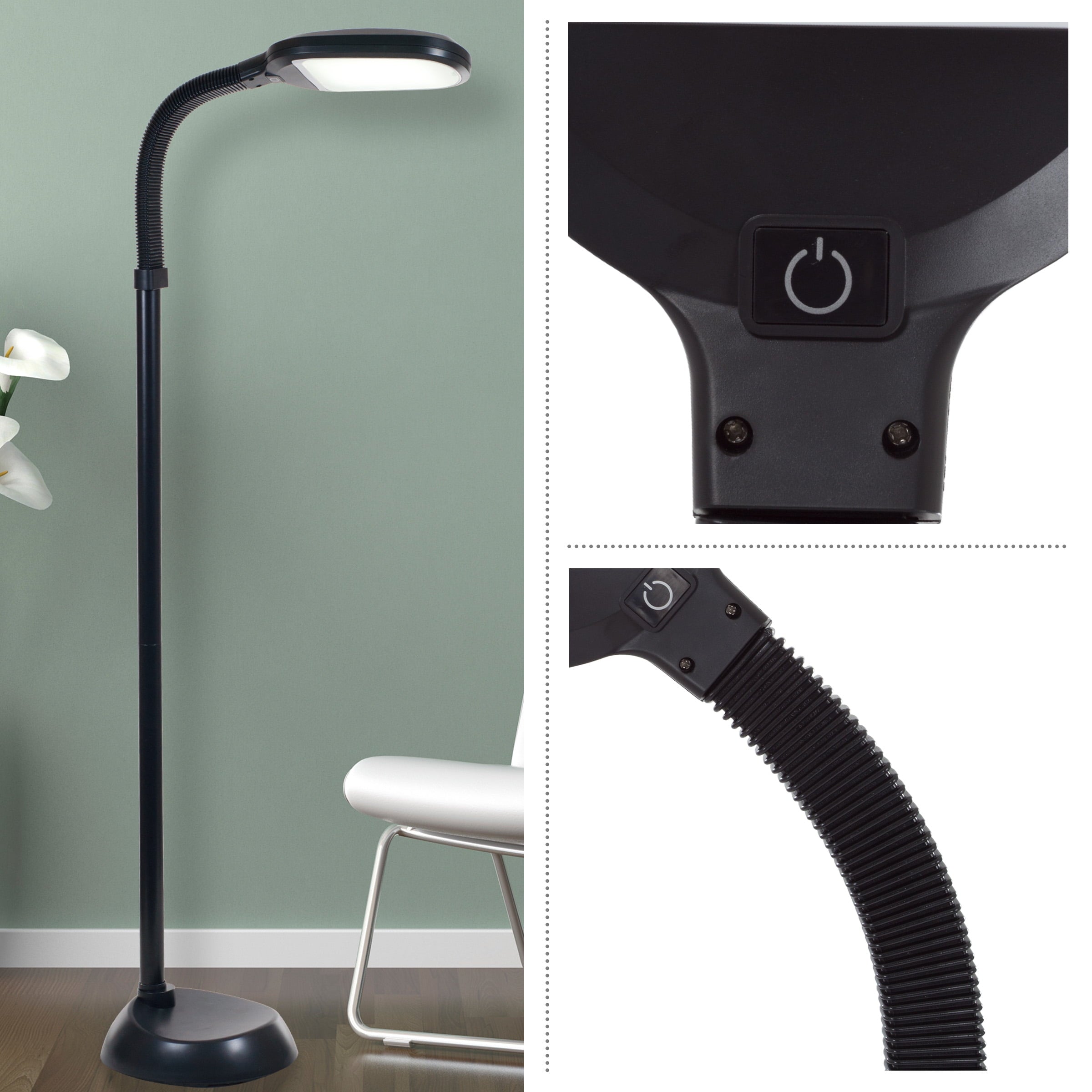 Cozylumi™ Natural Sunlight LED Floor Lamp with Bendable Neck 60 Inch Black