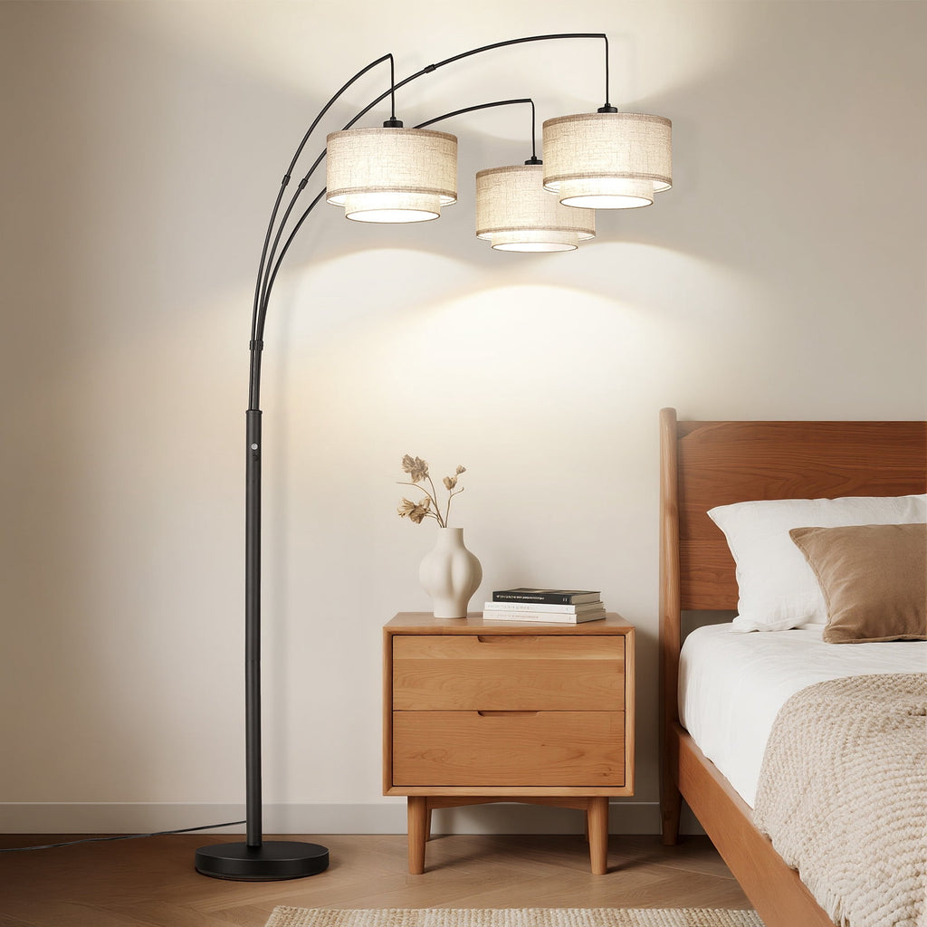 Cozylumi™ 3 Lights Tree Floor Lamp, 81.5" Tall Standing Lamp with Hanging Dual Drum