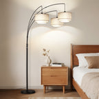 Cozylumi™ 3 Lights Tree Floor Lamp, 81.5" Tall Standing Lamp with Hanging Dual Drum