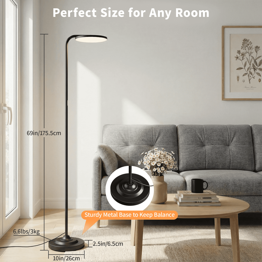 Cozylumi™ BedLuxury 36W Super Bright Floor Lamp, Stepless Dimmable Tall Standing Lamp
