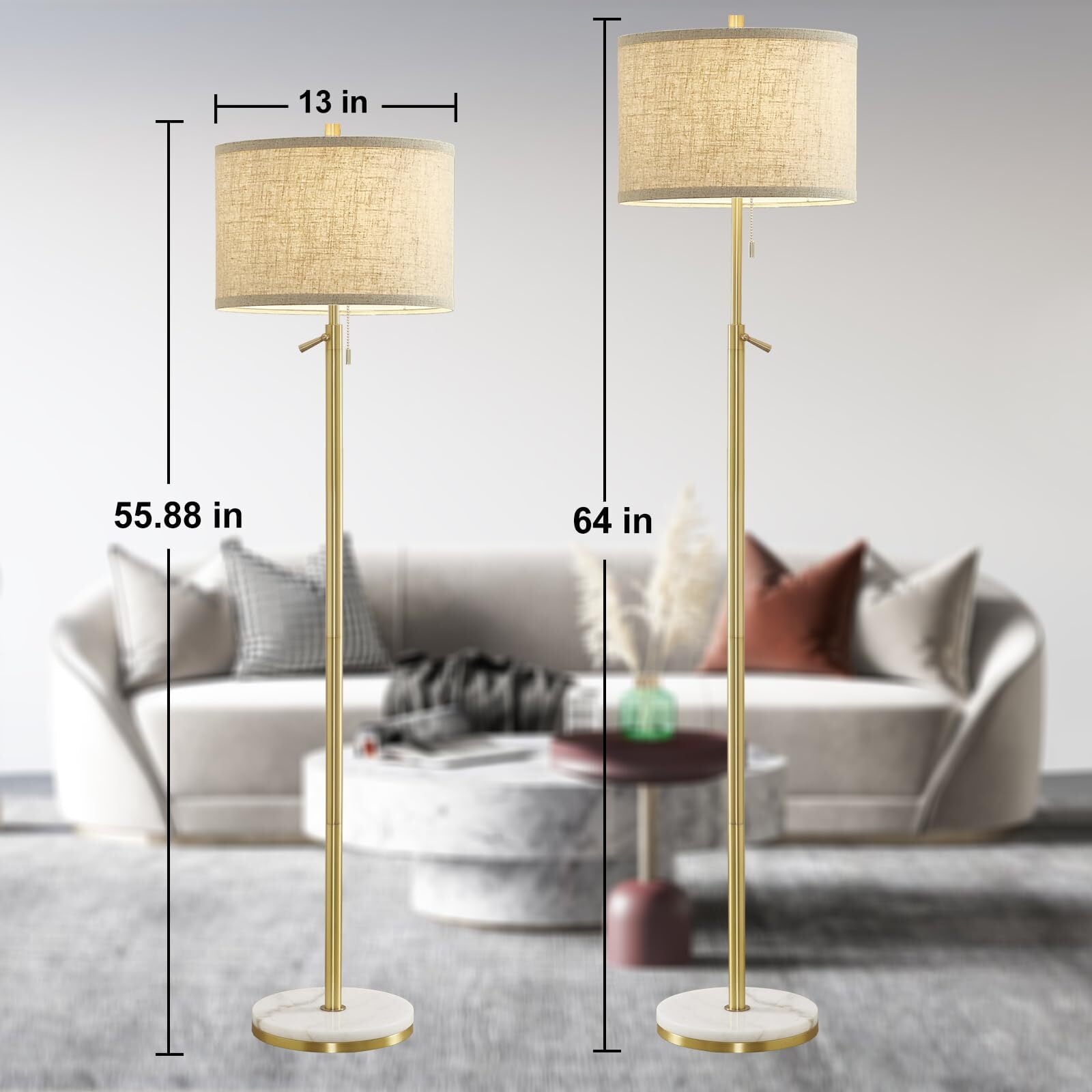 Cozylumi™ Modern Floor Lamp for Living Room, Adjustable Height Standing Lamp with