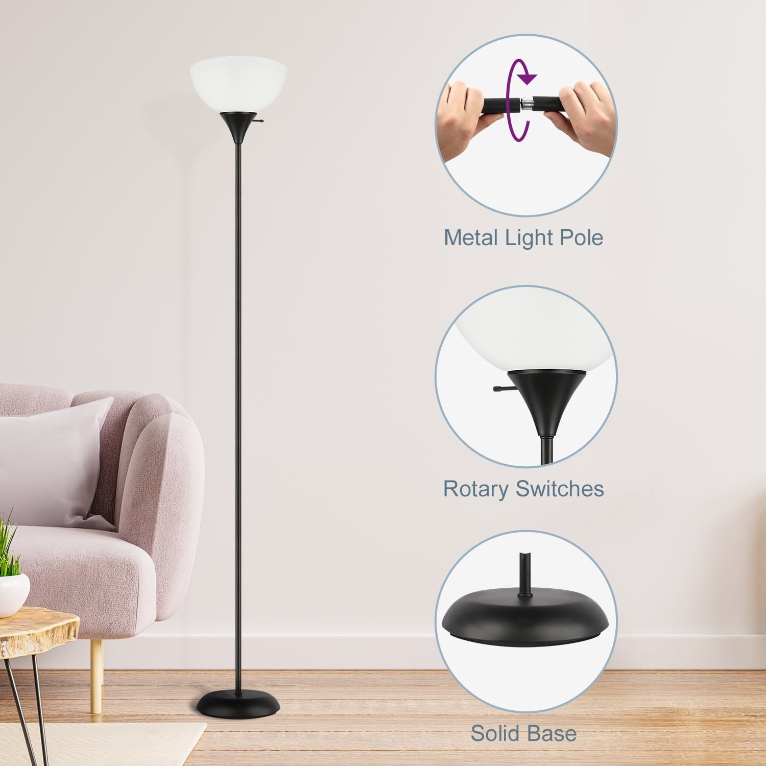 Cozylumi™ 71" Floor Lamp with Remote, 4 Color Temperature Modern LED Standing Light for