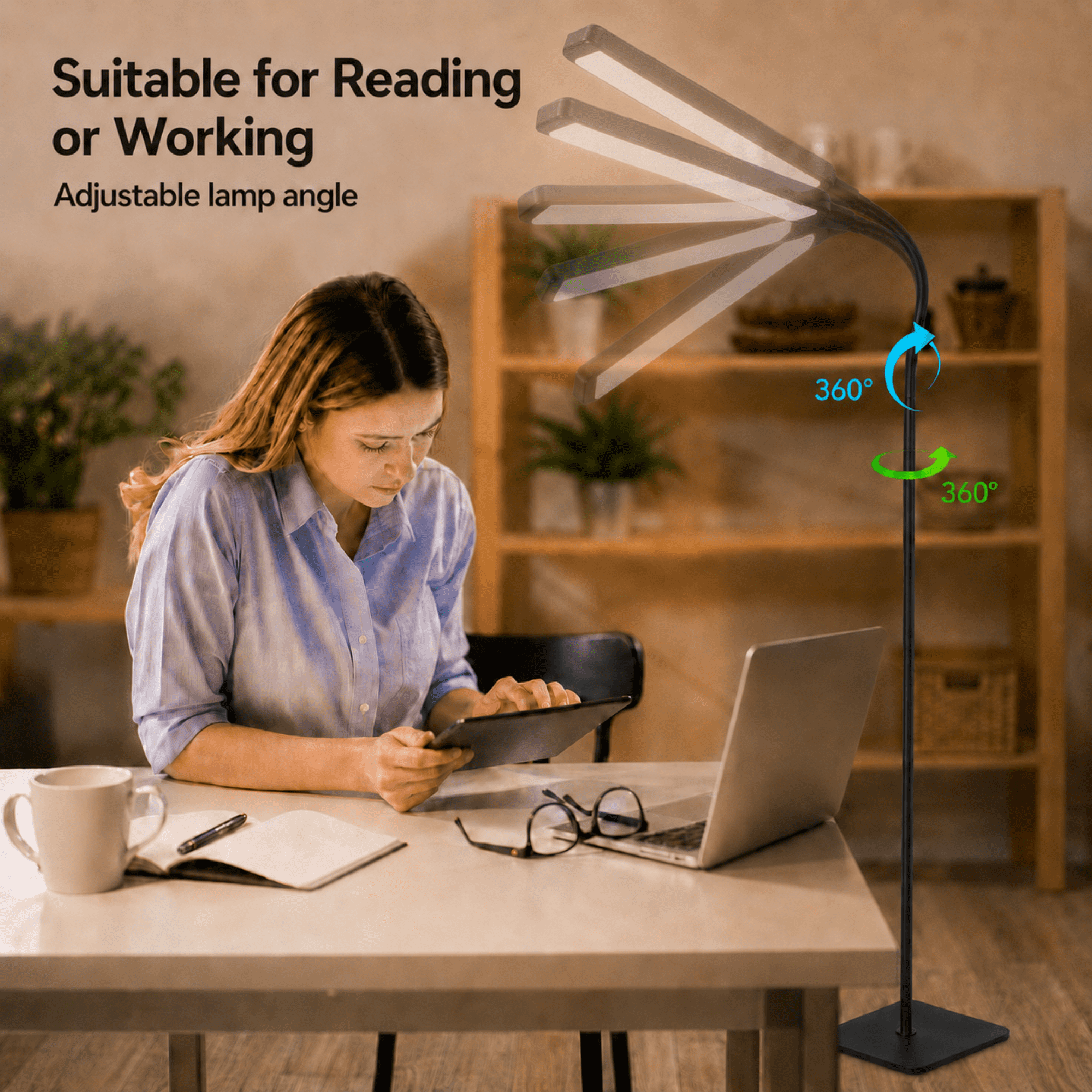 Cozylumi™ MEHOOM LED Floor Lamp, 1200lm Bright Reading Lamp with 3 Colors & Dimmer