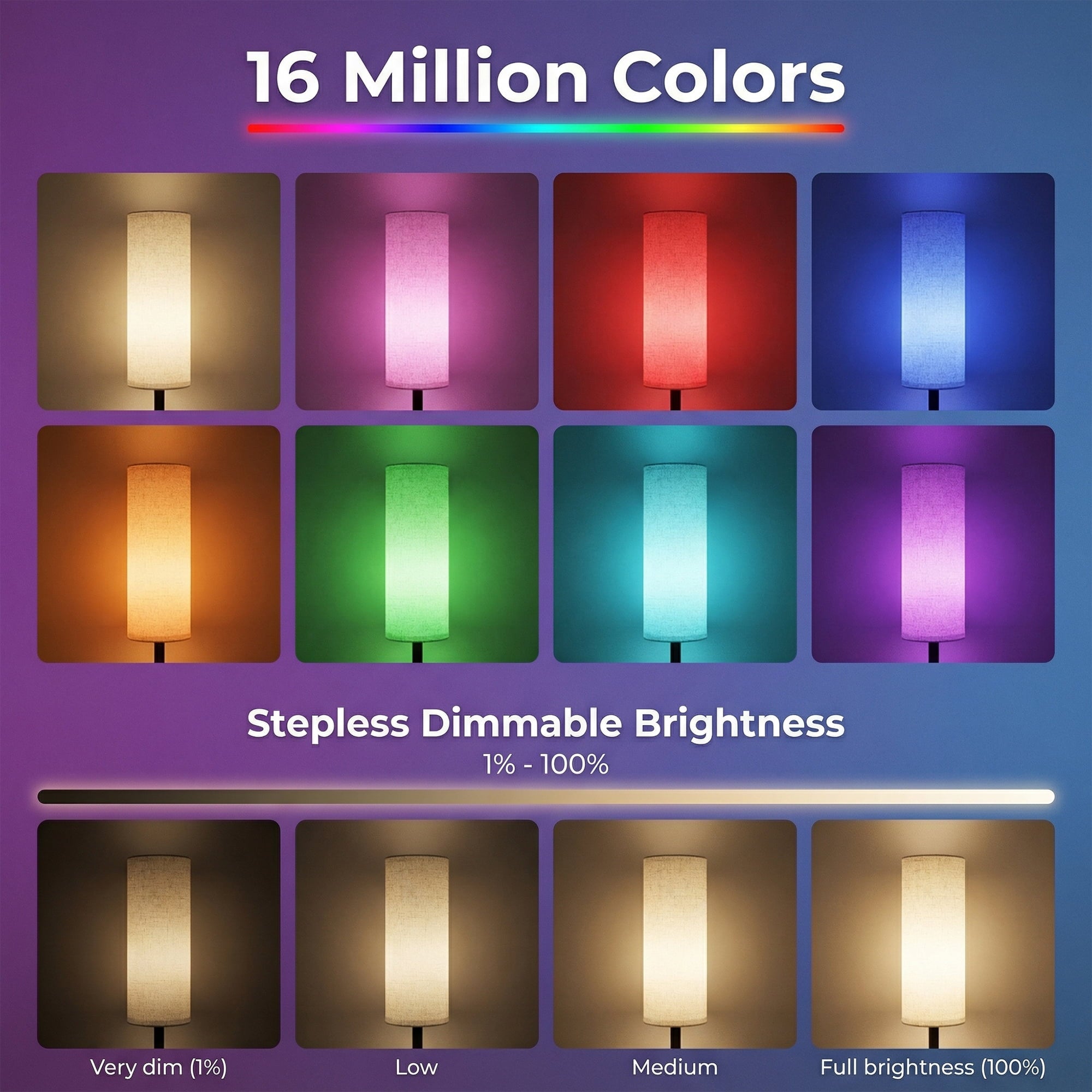 Cozylumi™ RGB Modern Floor Lamp for Living Room, LED Standing Lamp with App Control