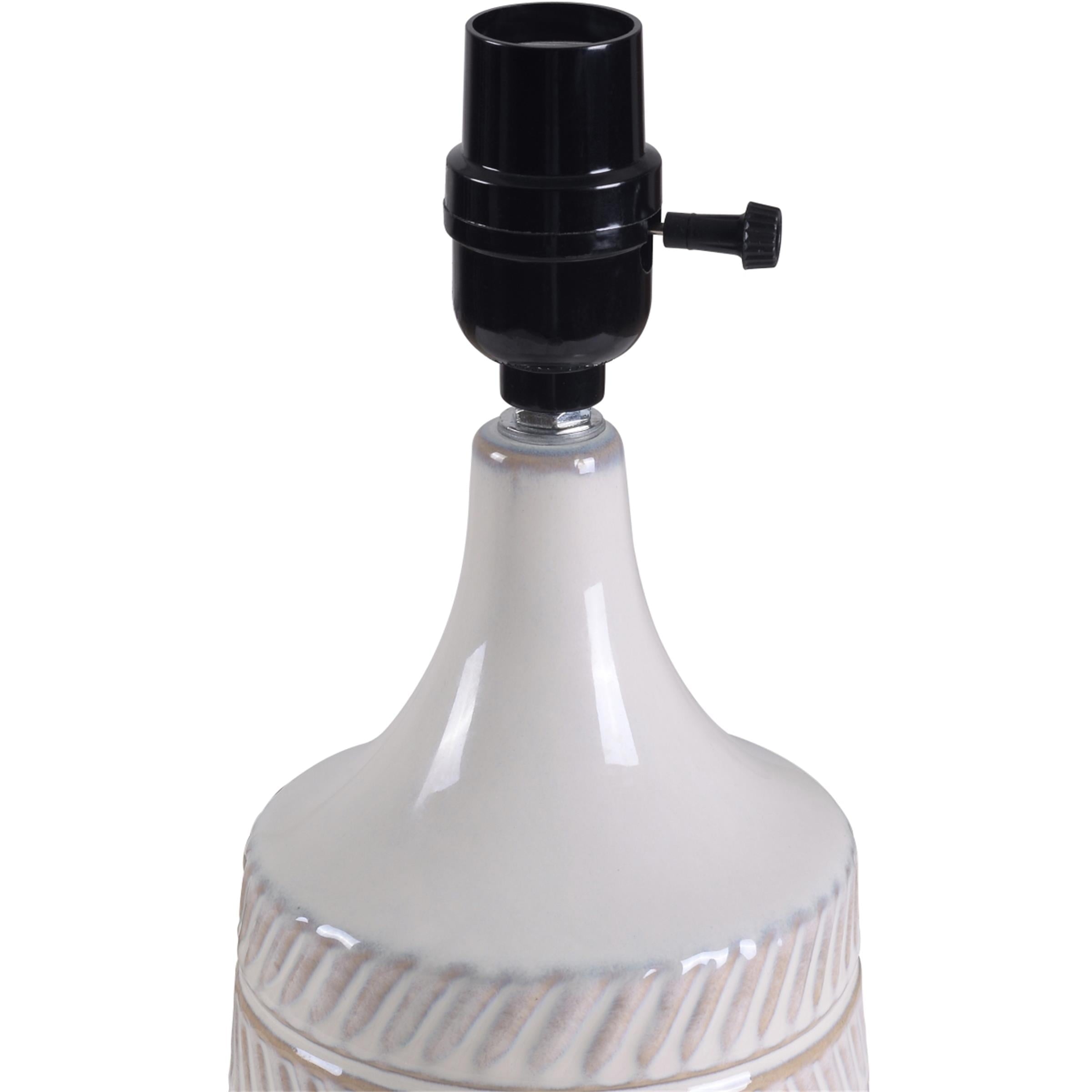 Cozylumi™ White and Beige Etched Ceramic Table Lamp with Shade 17"H