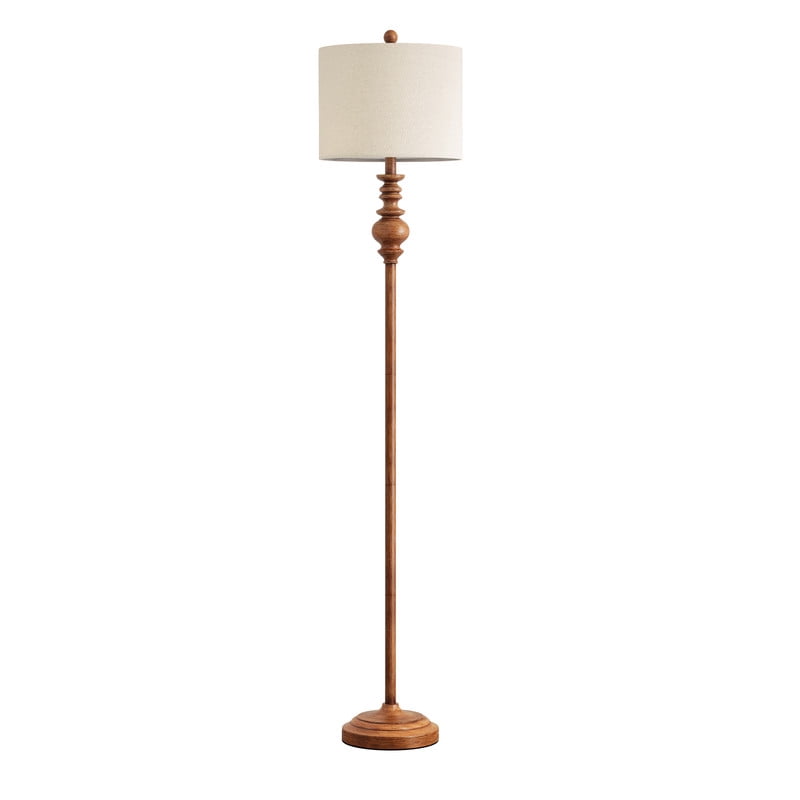 Cozylumi™ 64.25" Farmhouse Floor Lamp,Brown Bedside Lamp with Fabric Shade,Standing