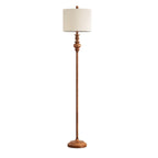 Cozylumi™ 64.25" Farmhouse Floor Lamp,Brown Bedside Lamp with Fabric Shade,Standing