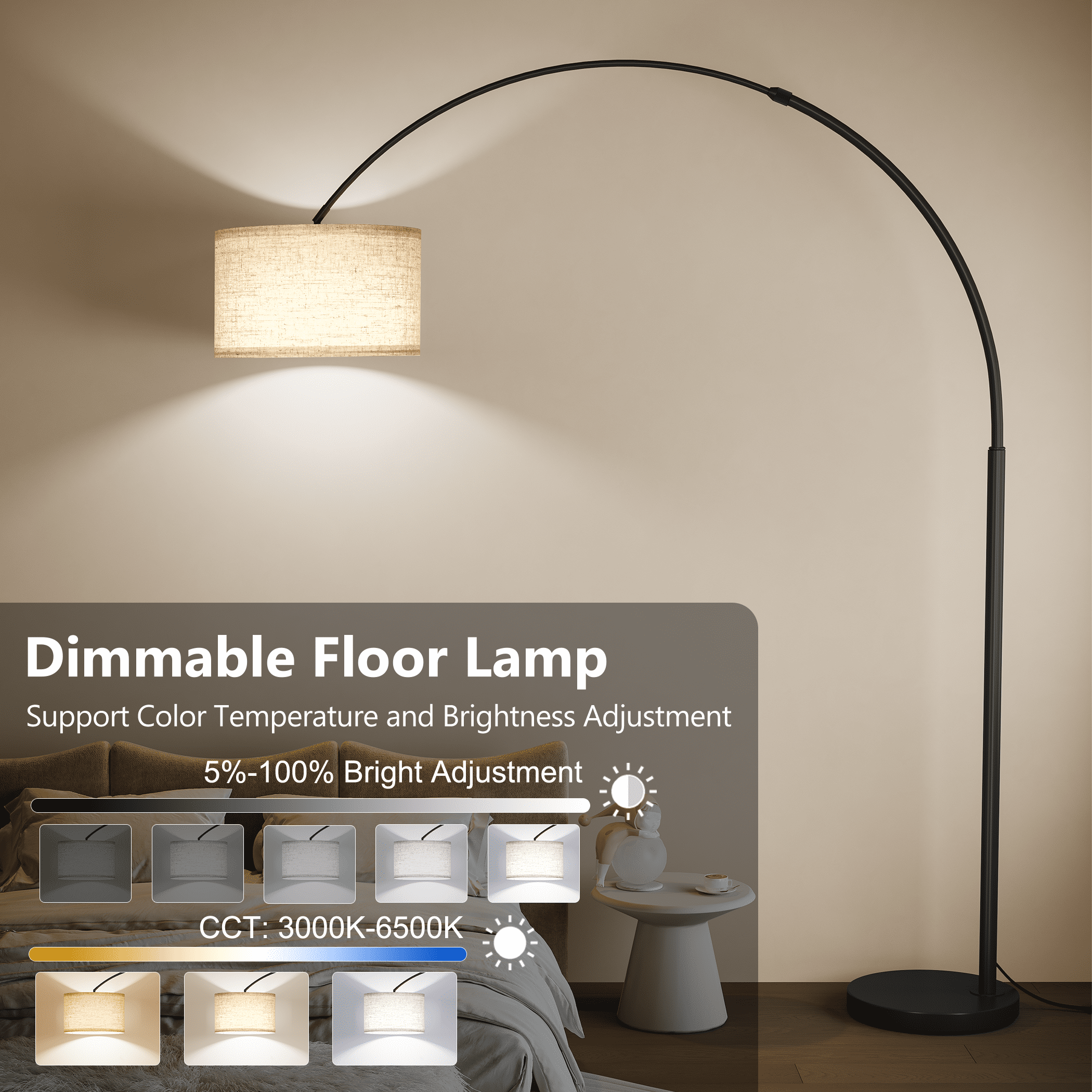 Cozylumi™ 82" Tall Floor Lamps for Living Room, Remote Control Large Arc Floor Lamp
