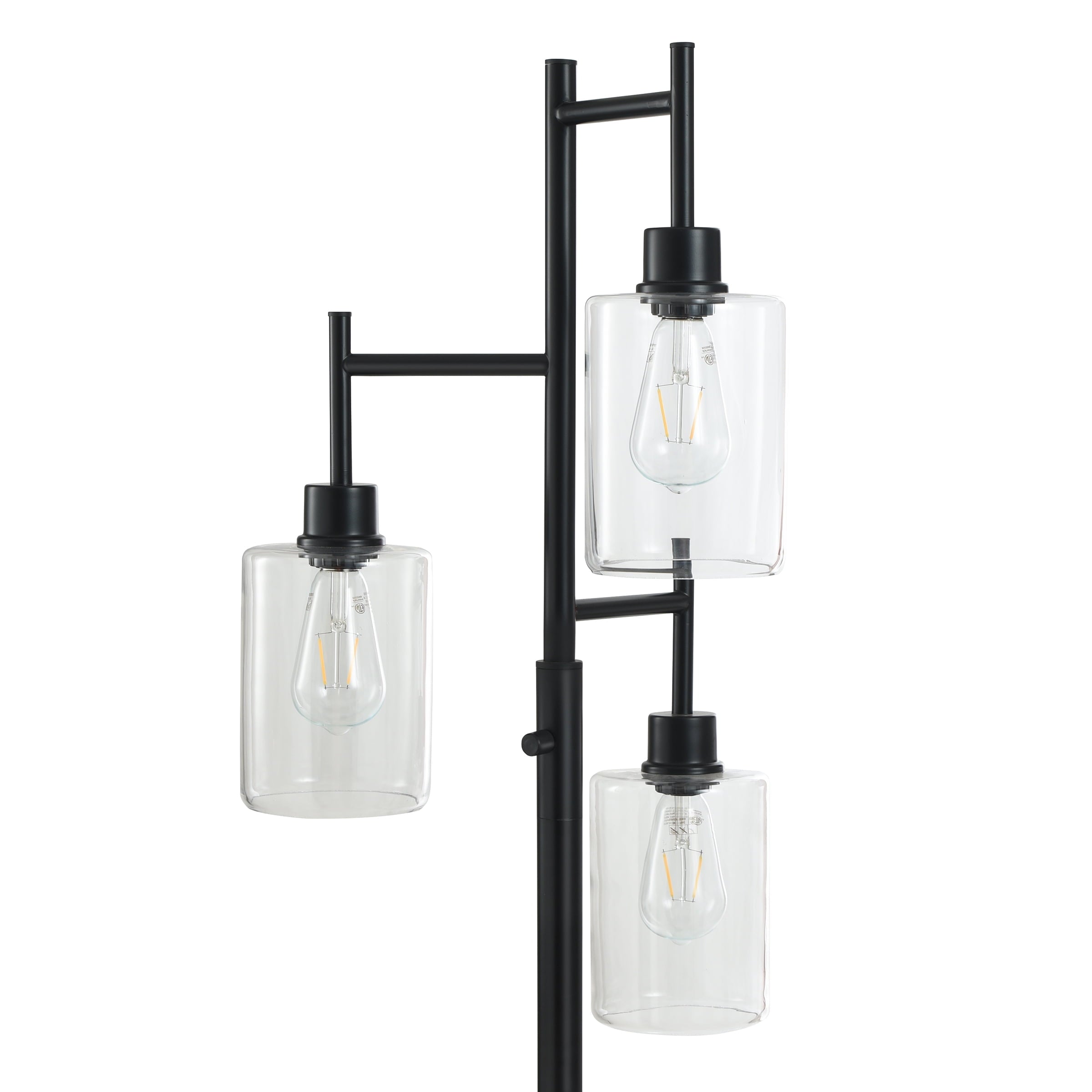 Cozylumi™ 63.5 in 3 Light Contemporary Black Floor Lamp Clear Glass