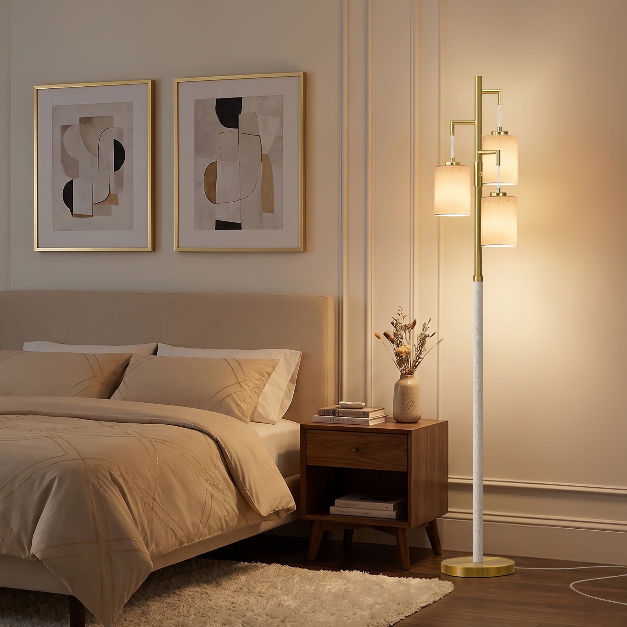 Cozylumi™ 70" Resin Metal Tall Floor Lamp for Living Room with Lamp Shade,Farmhouse
