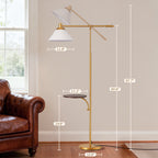 Cozylumi™ 68" Gold Floor Lamp with Table for Living Room, Height Adjustable, 5 Color
