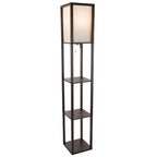Cozylumi™ 62-inch Etagere LED Floor Lamp with 3 Tiers of Storage Shelving, Brown