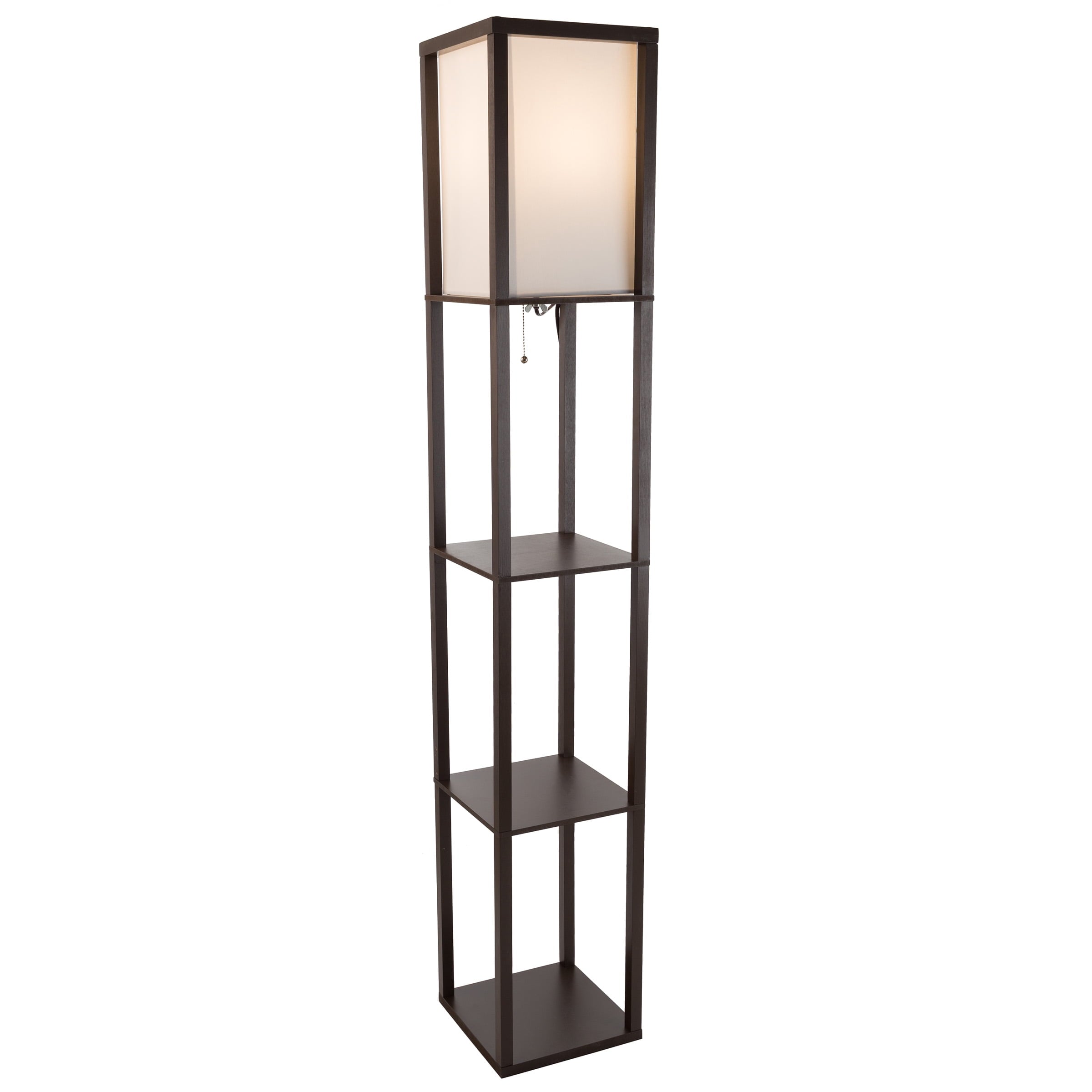 Cozylumi™ 62-inch Etagere LED Floor Lamp with 3 Tiers of Storage Shelving, Brown