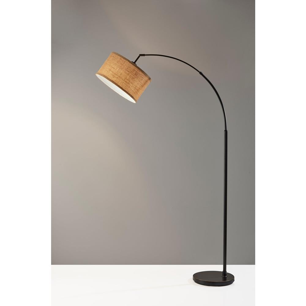 Cozylumi™ 68 Traditional Rotary Switch Antique Bronze Arc Floor Lamp with Burlap Drum