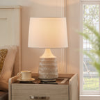 Cozylumi™ 17 in Reactive Glaze Ceramic Table Lamp with White Fabric Shade