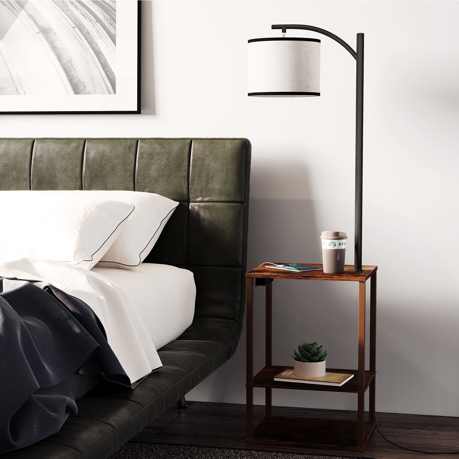 Cozylumi™ Floor Lamp with Table, Lamps for Living Room with USB Charging Station Port