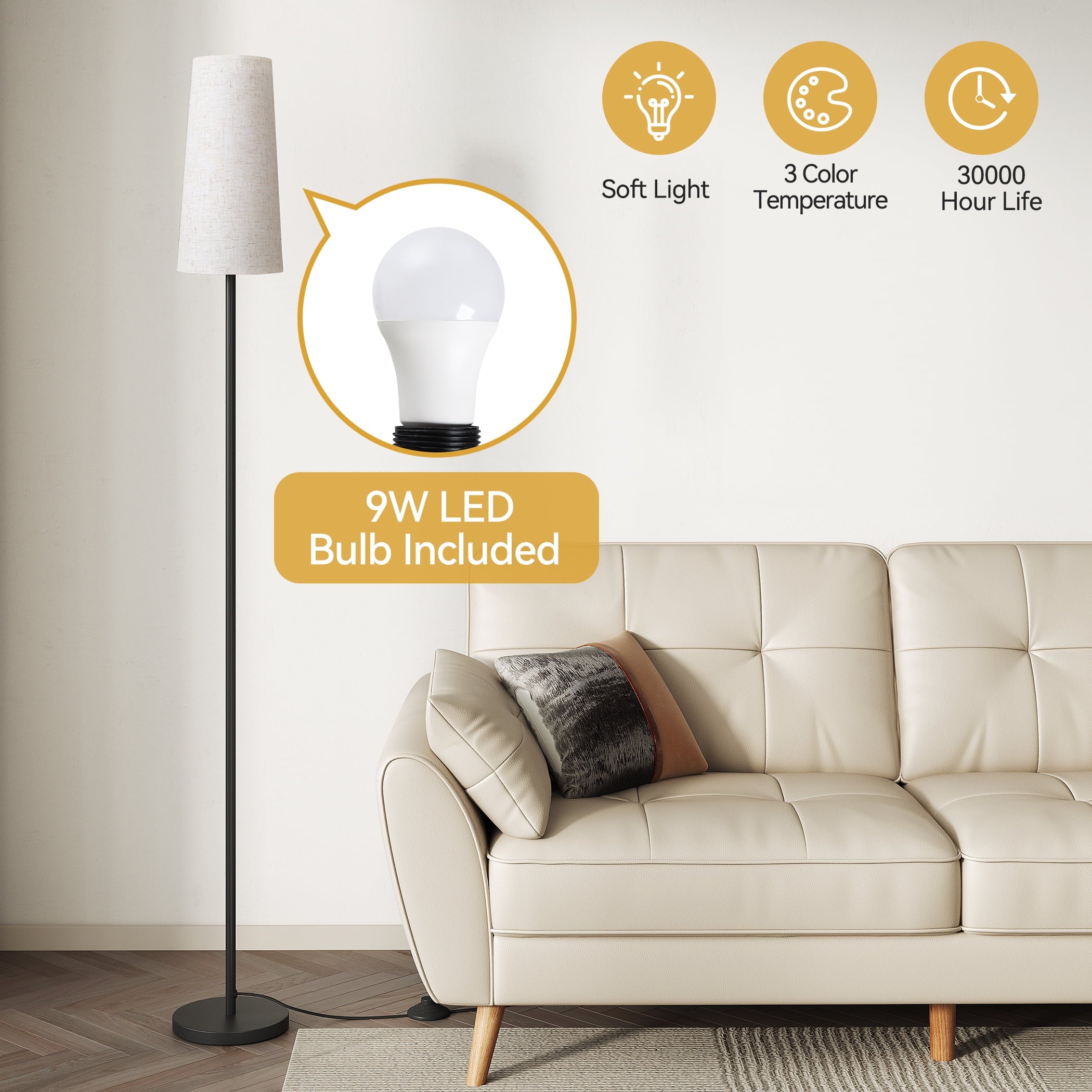 Cozylumi™ Floor Lamp, Floor Lamp for Living Room Modern Standing Lamps with Lampshade 3