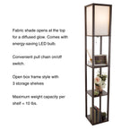 Cozylumi™ 62-inch Etagere LED Floor Lamp with 3 Tiers of Storage Shelving, Brown