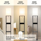 Cozylumi™ Floor Lamp w. Shelves Including 2AC Outlets & 2USB Ports 9W LED Light Bulb 3