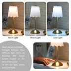 Cozylumi™ Cordless Rechargeable 11.9" Brass Table Lamp with Dimmable 3 Option Lights