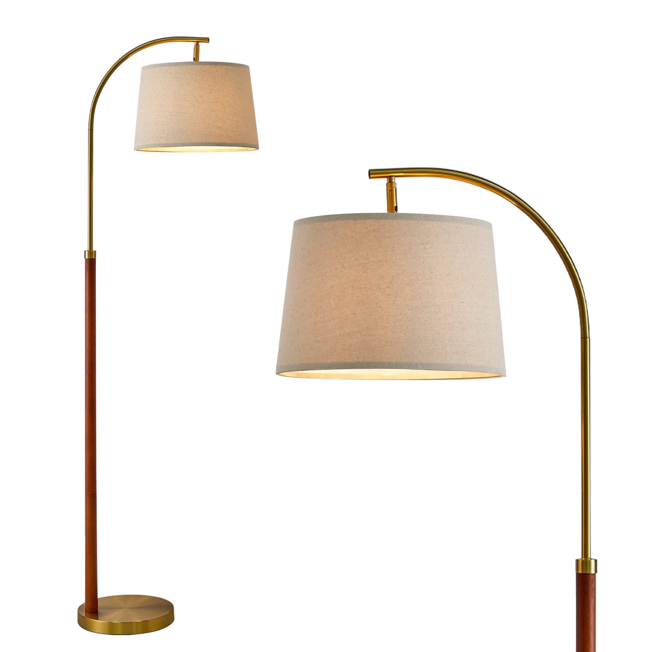 Cozylumi™ 62.5" Farmhouse Floor Lamp with Linen Shade, MDF and Metal, Foot Switch