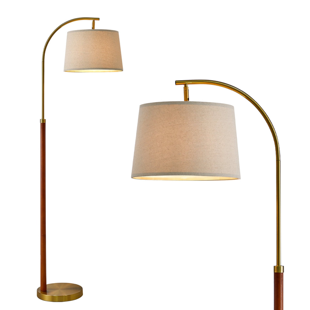 Cozylumi™ 62.5" Farmhouse Floor Lamp with Linen Shade, MDF and Metal, Foot Switch