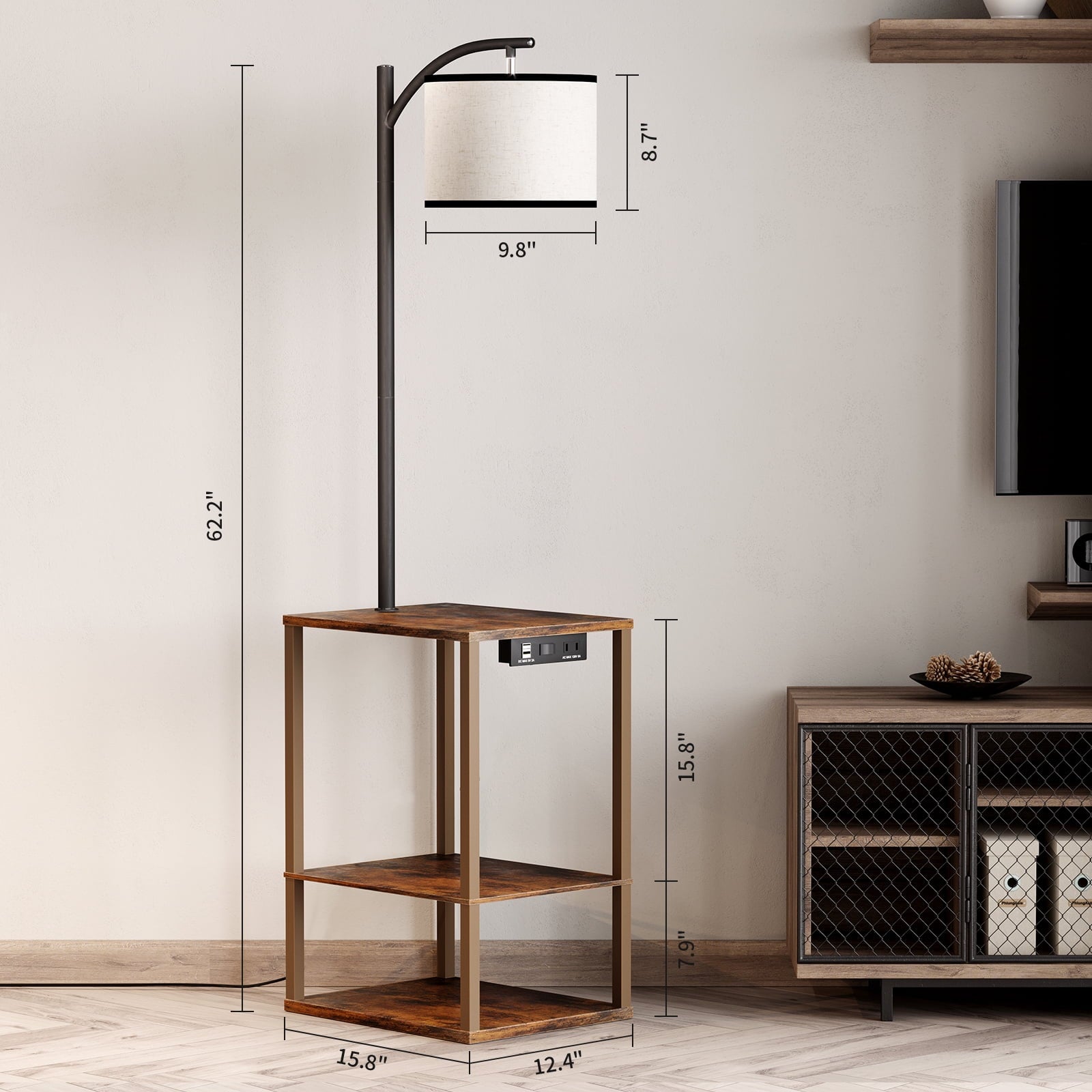 Cozylumi™ Floor Lamp with Table, Lamps for Living Room with USB Charging Station Port