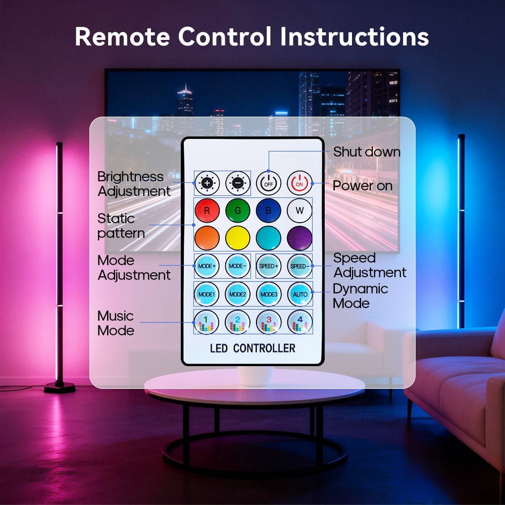 Cozylumi™ LED Corner Floor Lamp, 16 Million Colors Corner Light with App & Remote