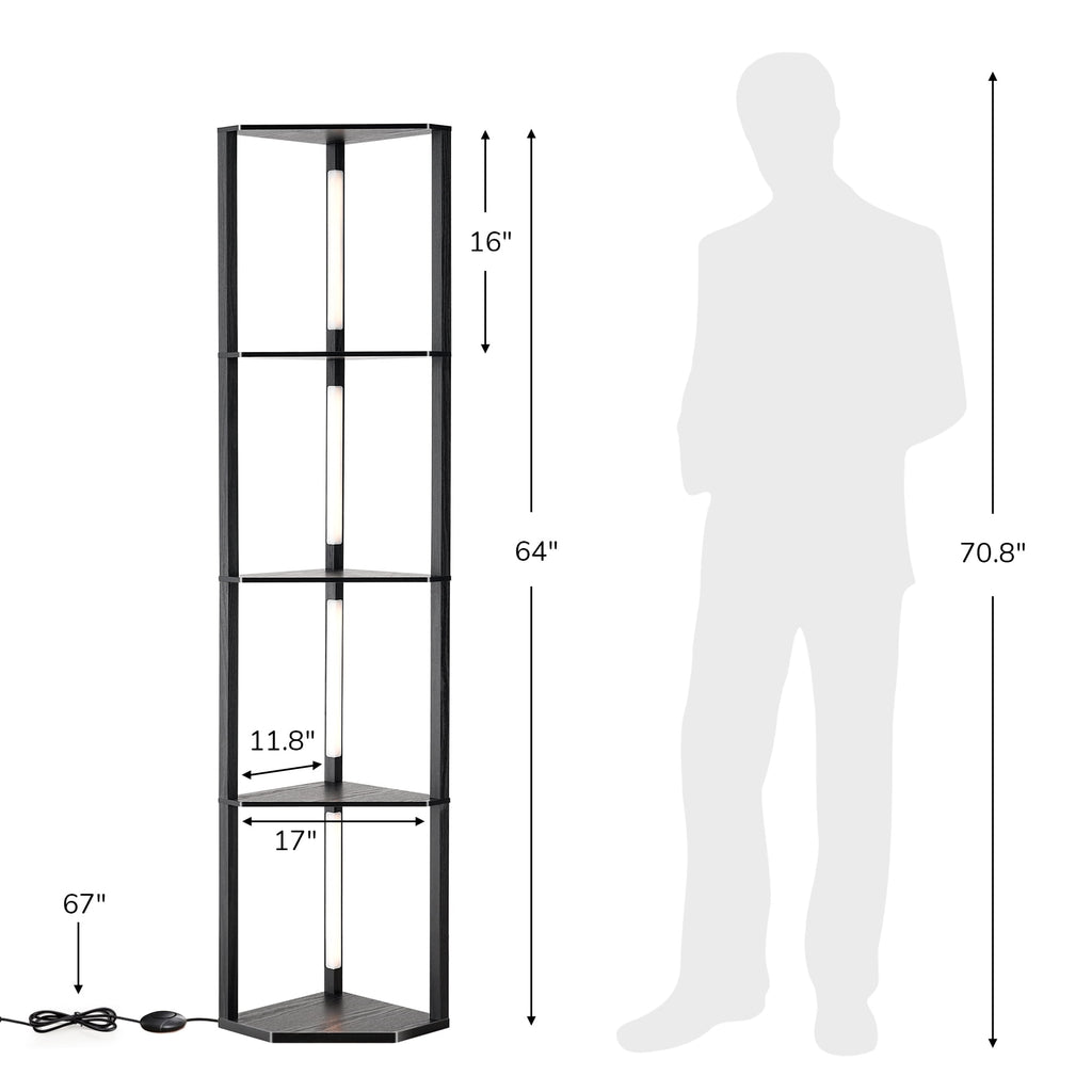 Cozylumi™ 64in Shelf Floor Lamps for Bedroom Office Living Room, Modern LED Corner