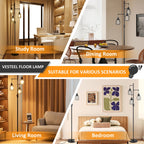 Cozylumi™ Vesteel Standing Lamp, Farmhouse Lamp with 3 Teardrop Cage and Bulbs