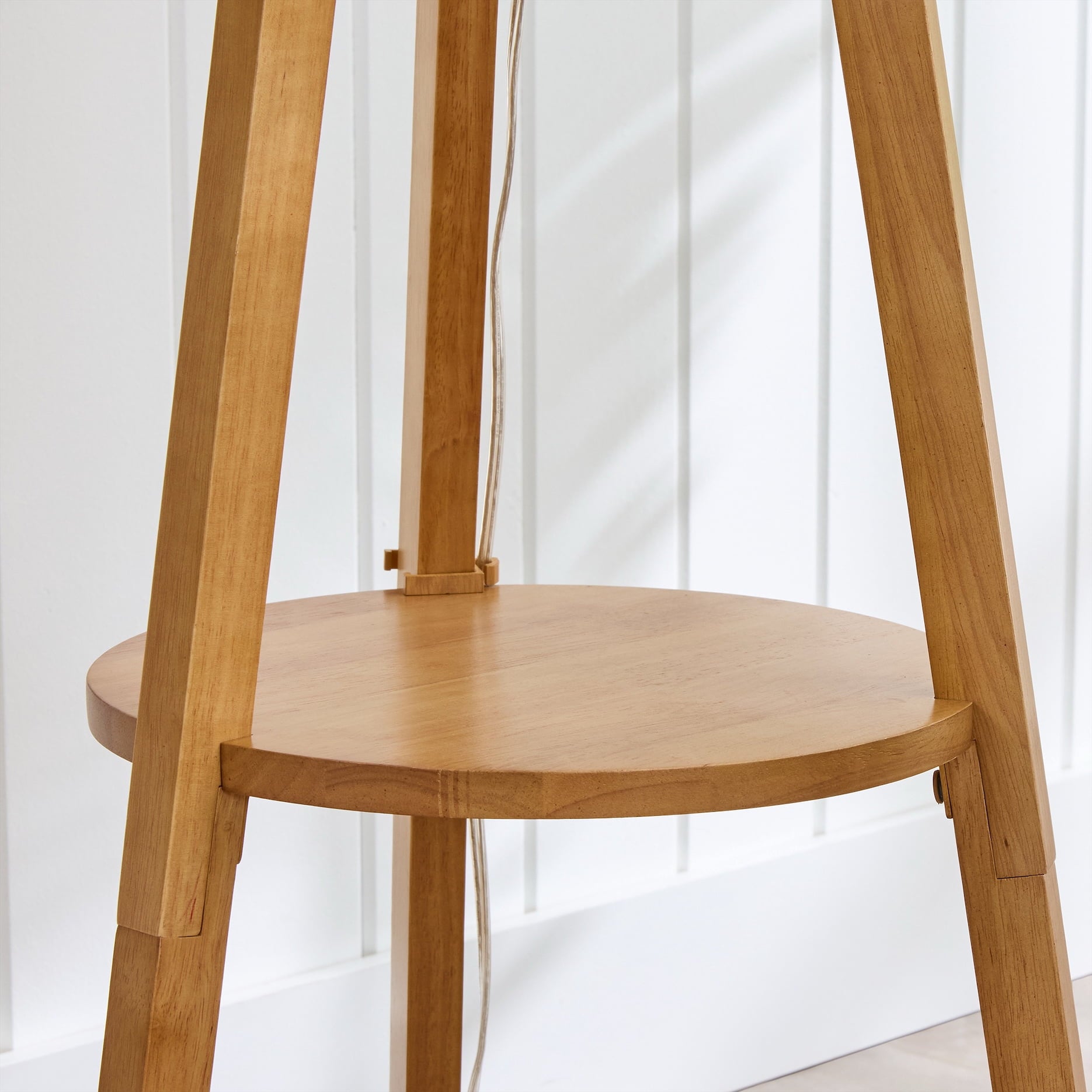 Cozylumi™ 63 in Natural Wood Tripod Floor Lamp with Pleated Shade