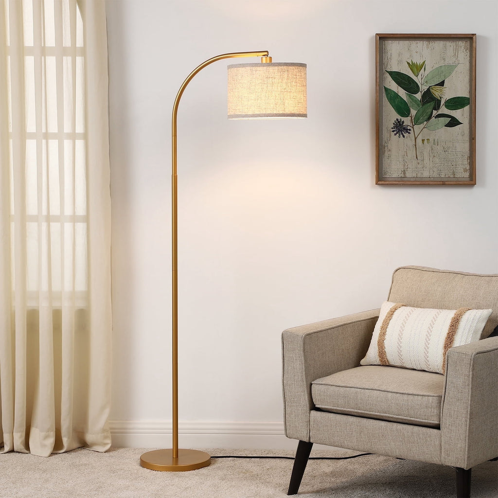 Cozylumi™ DEWENWILS 63.4-Inch Modern Arc Gold Floor Lamps for Living Room, Metal