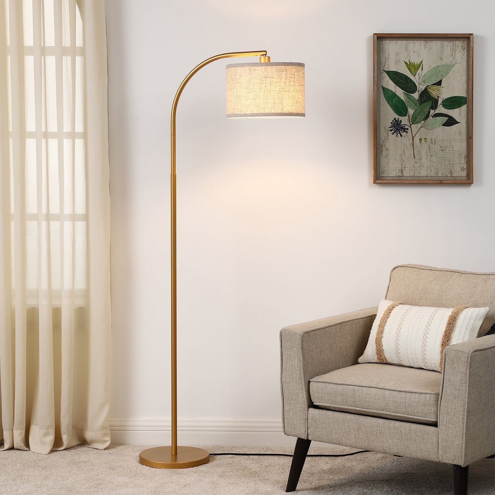 Cozylumi™ DEWENWILS 63.4-Inch Modern Arc Gold Floor Lamps for Living Room, Metal