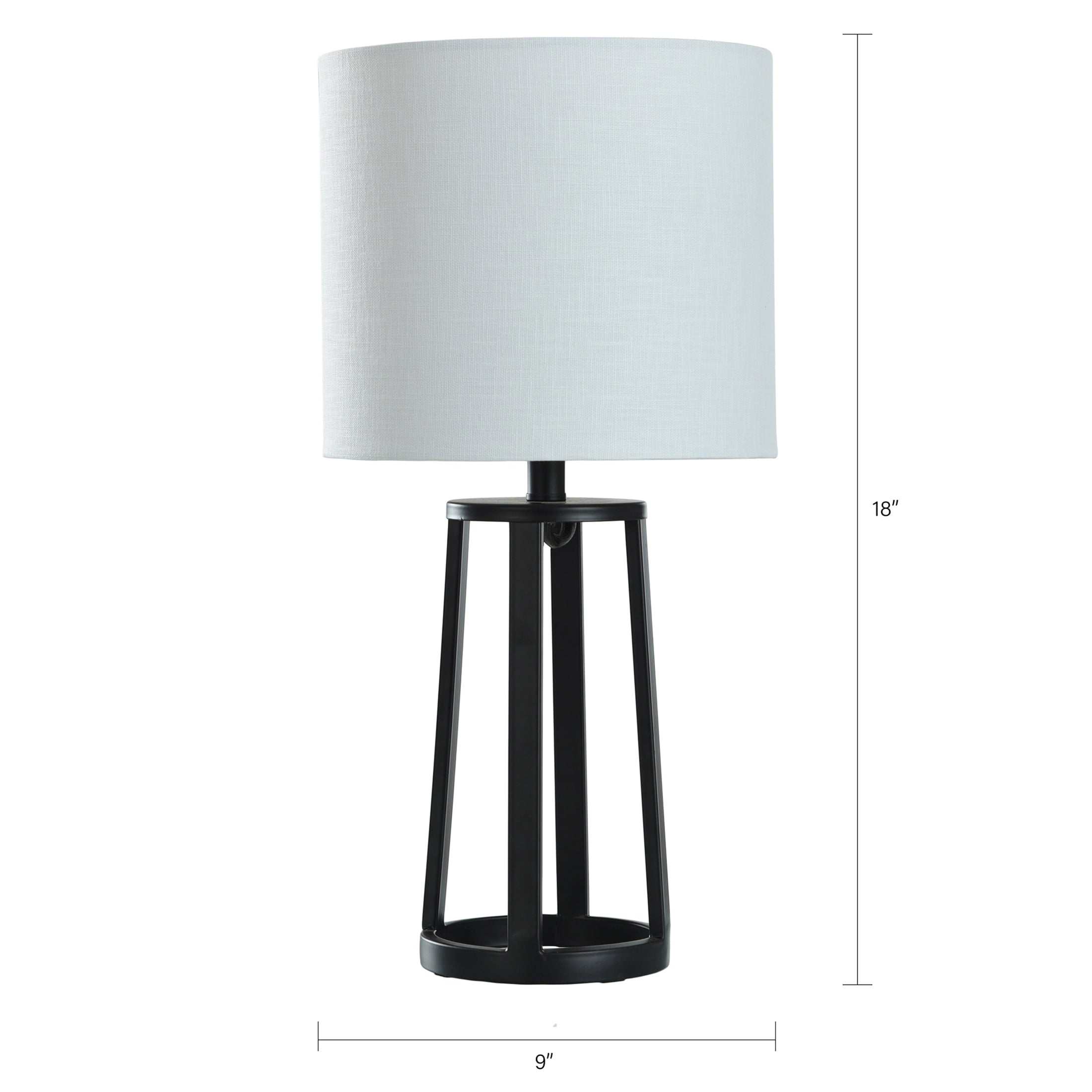 Cozylumi™ Modern Matte Black Table Lamp with Classic Drum Shade