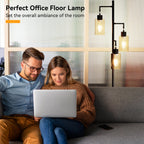 Cozylumi™ DRNANLIT 3-Light Industrial Floor Lamp with Clear Glass Shades, Black