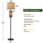 Cozylumi™ 63" 3 Way Dimmable Farmhouse Floor Lamp with 2 Light Sources ,Brown Metal