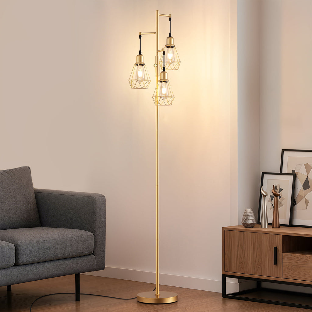 Cozylumi™ 70IN Farmhouse Industrial Floor Lamps for Living Room, Dimmable, Metal