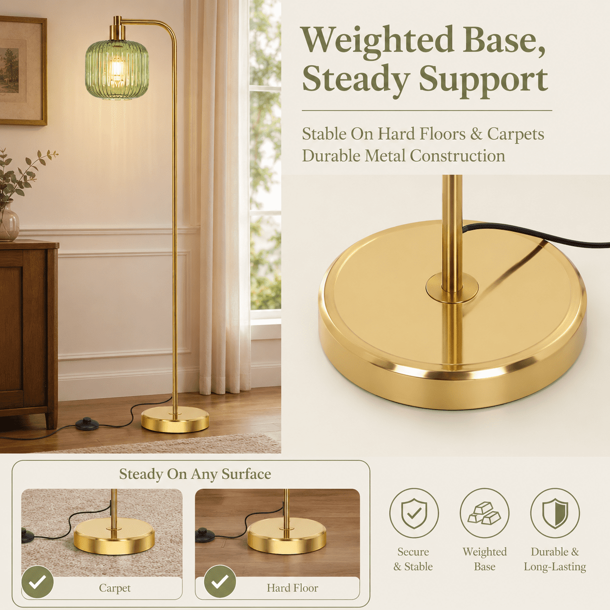 Cozylumi™ Laybasic Vintage Floor Lamps for Living Room, Mid Century Modern Standing