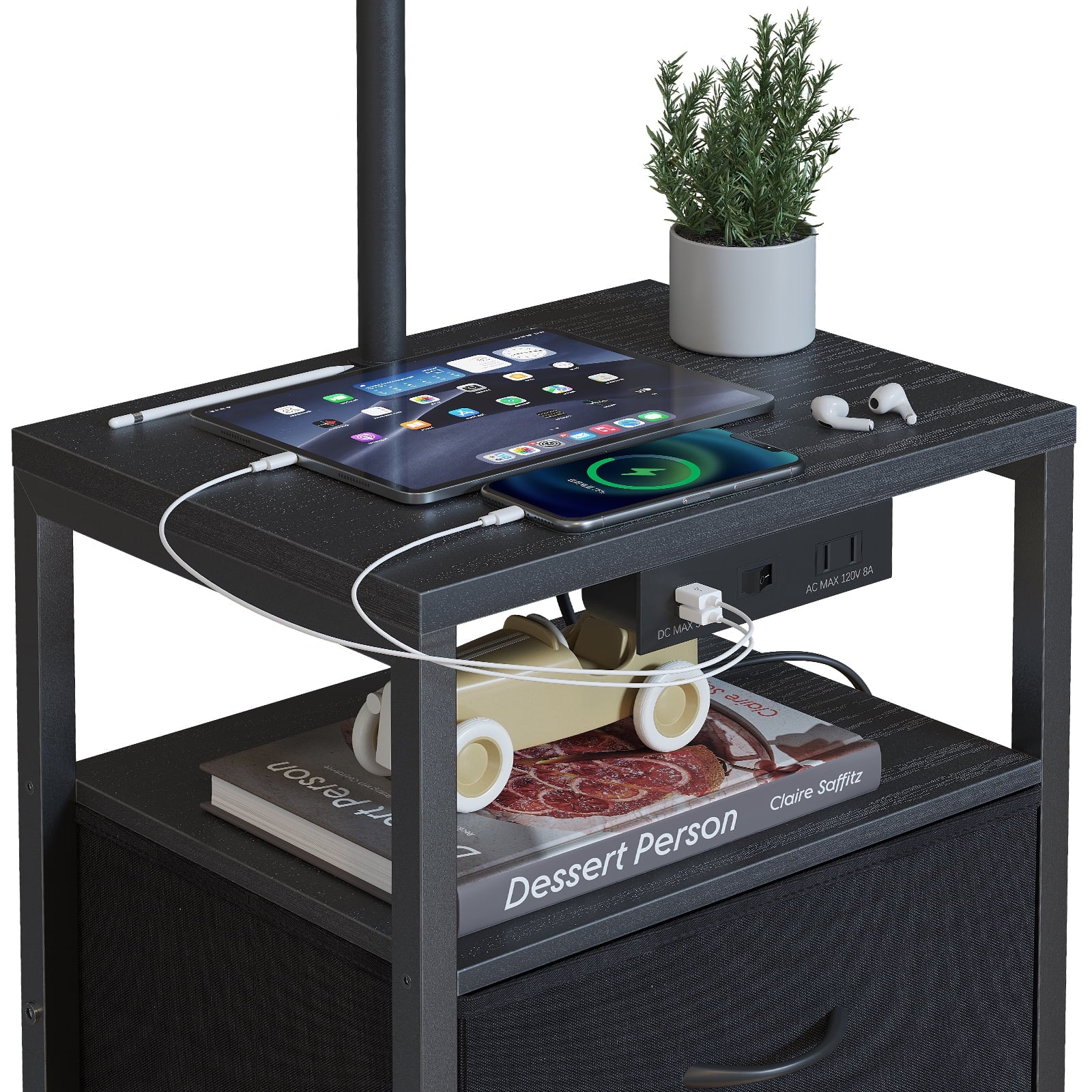 Cozylumi™ Floor Lamp with Table & 2 Drawers, Lamp with USB Port and Outlet, 3 Color Led