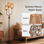 Cozylumi™ Rattan Floor Lamp, Floor Lamps for Living Room with 3 Tier Dimmable Lighting