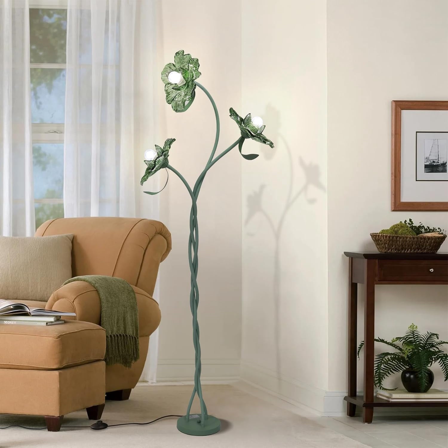 Cozylumi™ Vintage Flower Floor Lamp for Girls' Bedroom, Cute 3 Heads Floor Reading