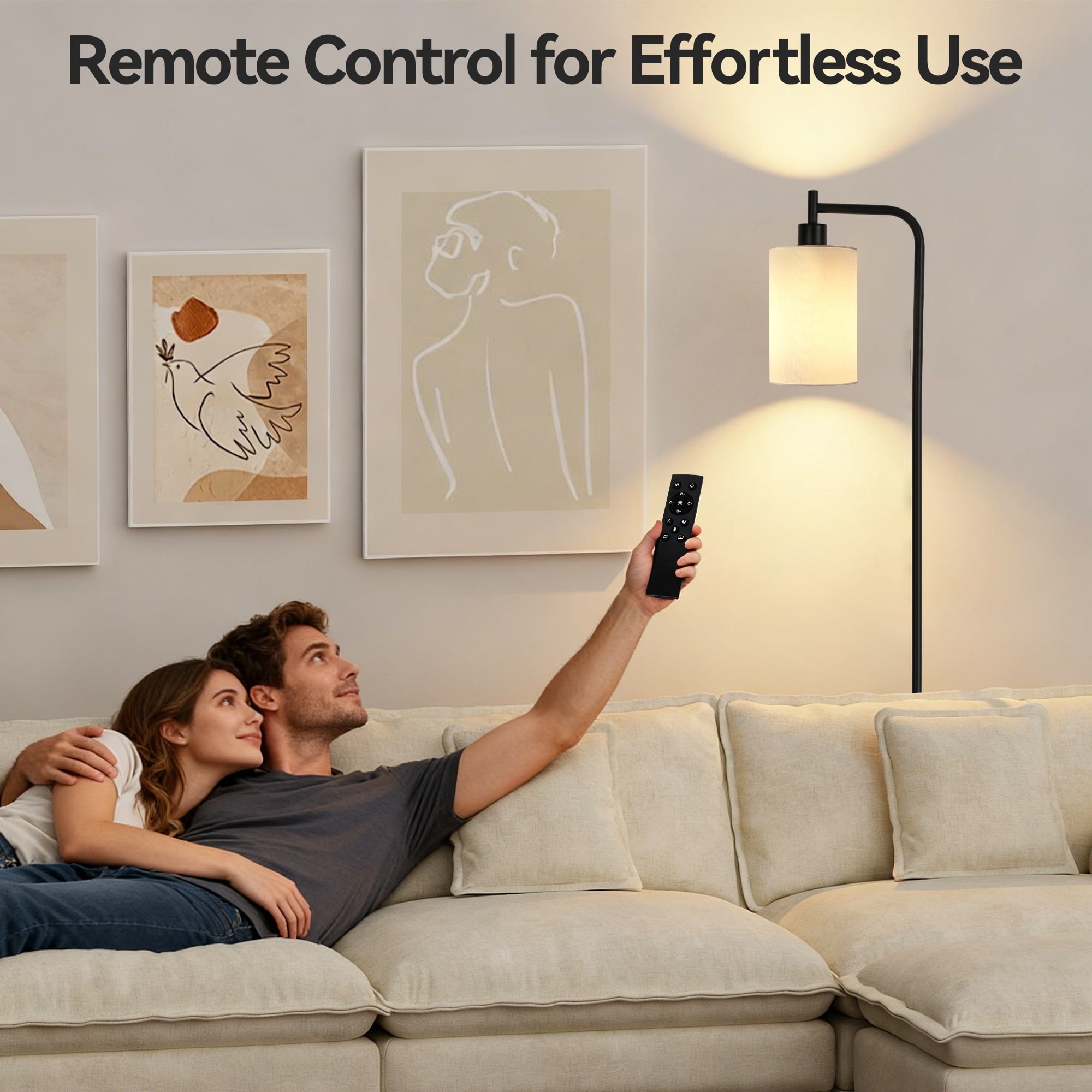 Cozylumi™ BedLuxury Dimmable Arc Floor Lamp with Remote Control for Living Room