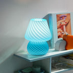 Cozylumi™ Mushroom Lamp Set of 2, Small Bedside Lamp with Striped Glass, Nightstand