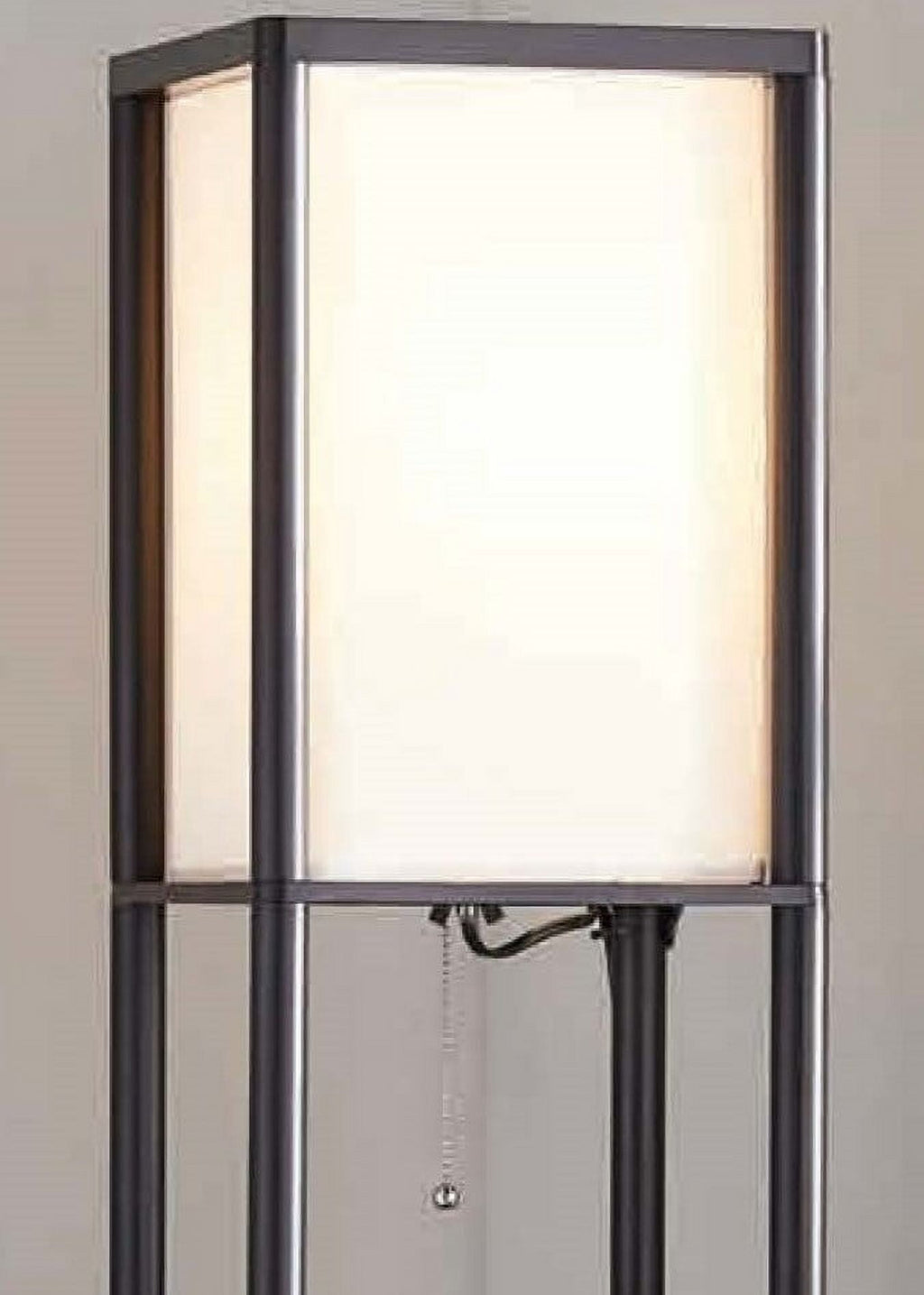 Cozylumi™ 62 Inch Floor Lamp With Black Plastic Shelves and Sustainable White Fabric Shade