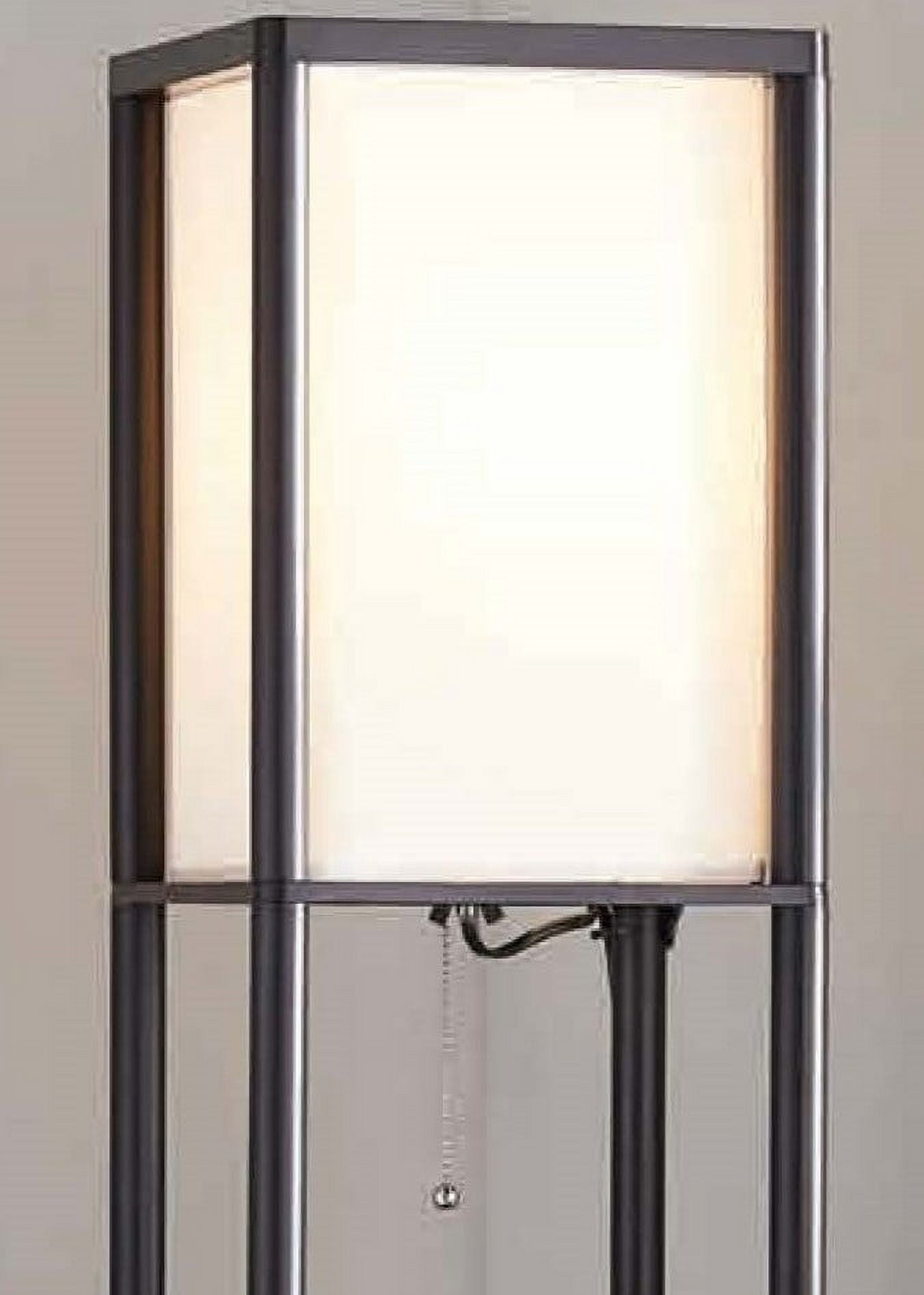Cozylumi™ 62 Inch Floor Lamp With Black Plastic Shelves and Sustainable White Fabric Shade