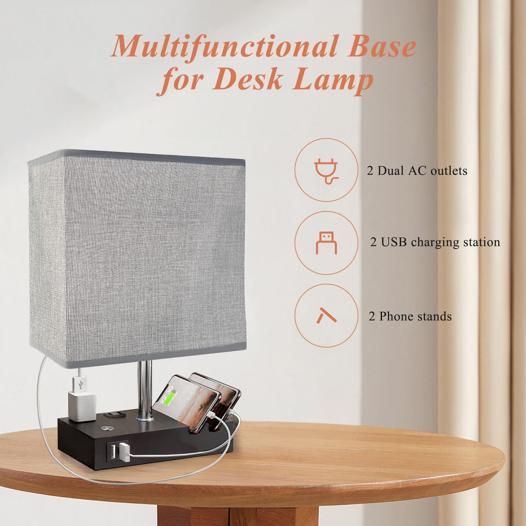 Cozylumi™ IJIL Table Lamp for Bedroom, 15.7" Two Fast USB Charging Ports Touch Desk